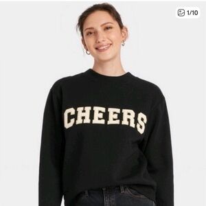 Universal Thread Black Crewneck Sweatshirt with Cream 'CHEERS' Lettering